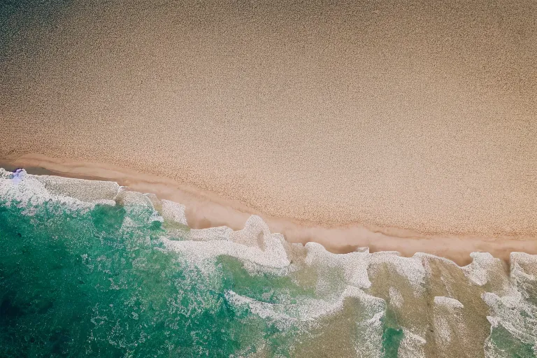 Image similar to top shot view of a beach, natural light, cinematic, 8 k