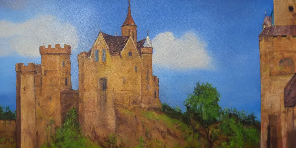 Prompt: an oil painting of a medieval castle by Linda Bergkvist, extremely beautiful, f/1.4