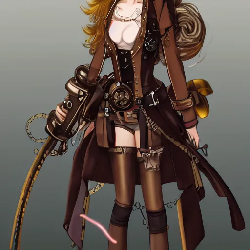 Image similar to steampunk anime girl, digital art, trending on artstation