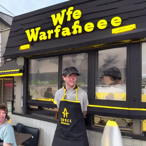 Prompt: waffle house staffed by apes