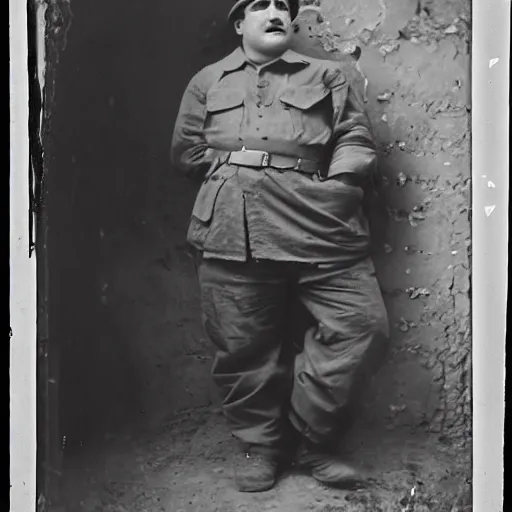 Prompt: peter griffin in iraq, black and white, early 1 9 0 0 s photograph