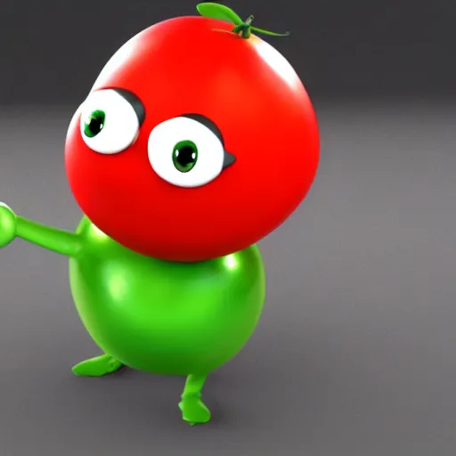 Image similar to a talking tomato character, 3 d render, big eyes