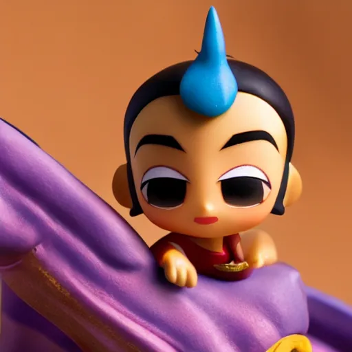 Image similar to pixar aladdin as nendoroid, side view, 8 k hd dof, kodak film,