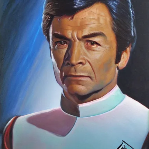 Image similar to dr mccoy from star trek the original series. realistic concept art painting,