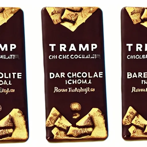 Prompt: dark chocolate bar trump relief