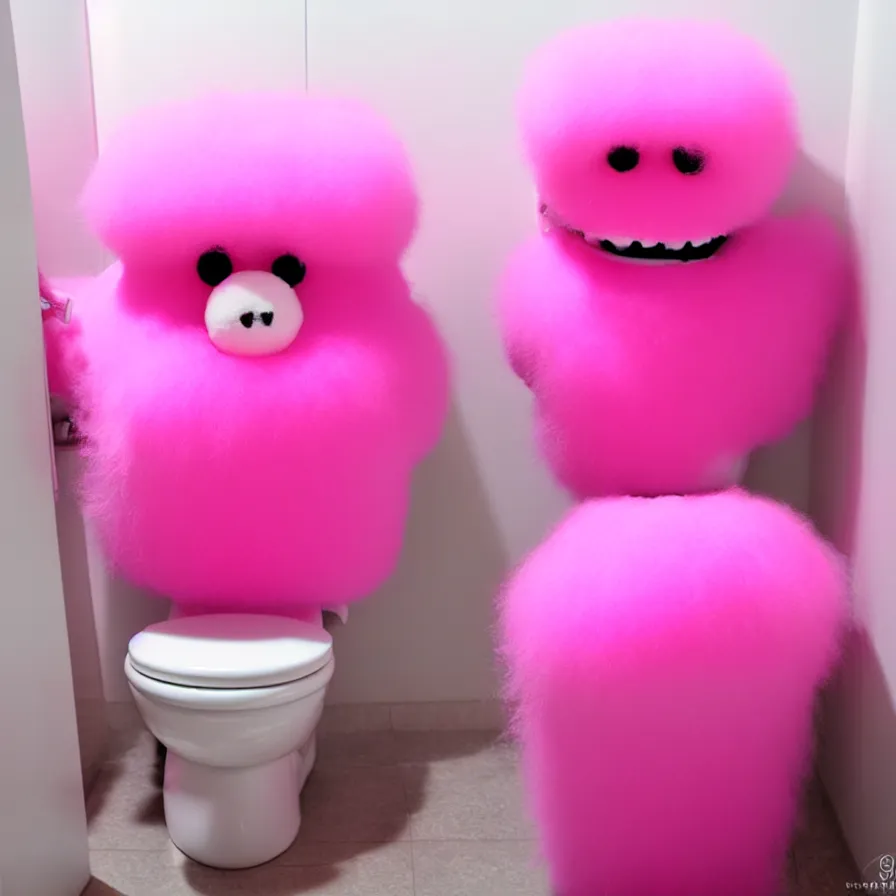 Image similar to fluffy pink toilet monster