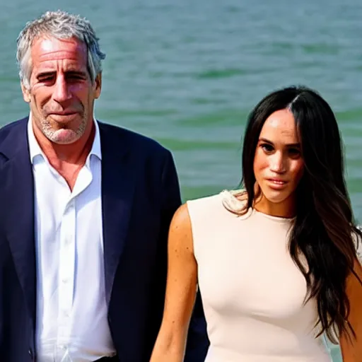 Prompt: Jeffrey Epstein and Megan Markle photographed on yacht