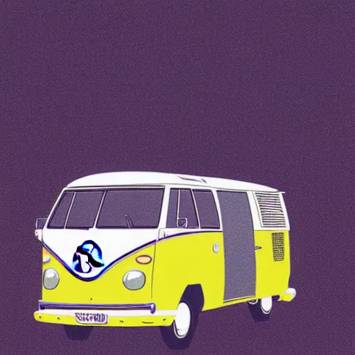 Image similar to illustration of an old van volkswagen, may 6 8, pastel colors, cool, hippie by studio muti