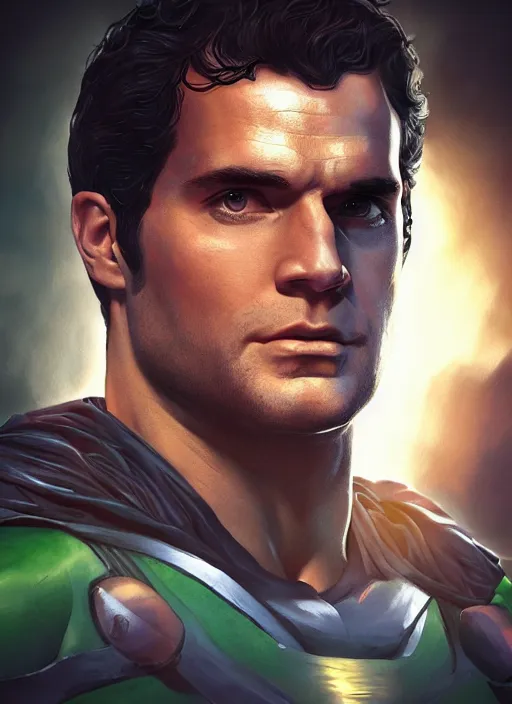 Prompt: An epic fantasy comic book style portrait painting of Henry Cavill as ‘Martian Manhunter’, Unreal 5, DAZ, hyperrealistic, octane render, cosplay, RPG portrait, dynamic lighting