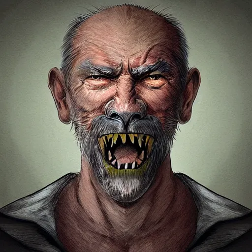 Prompt: “a fantasy digital portrait of ((((((((((((((((an old man)))))))))))))))), werewolf”