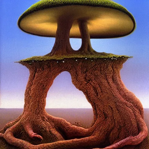 Prompt: mushroom man painted by zdzisław beksinski