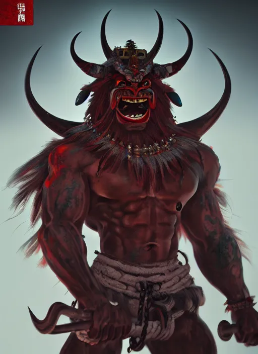 Image similar to an oni by tooth wu, highly detailed, art, cinematic lighting, very coherent, hyper realism, high detail, 8 k