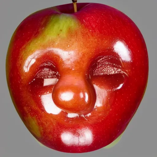 Image similar to human face on apple crying