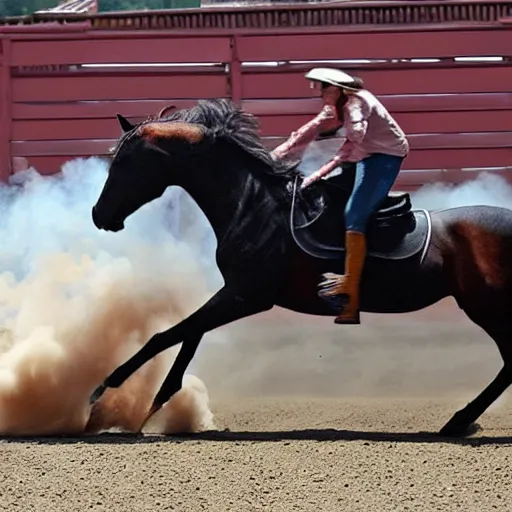 Prompt: a horse doing a burnout