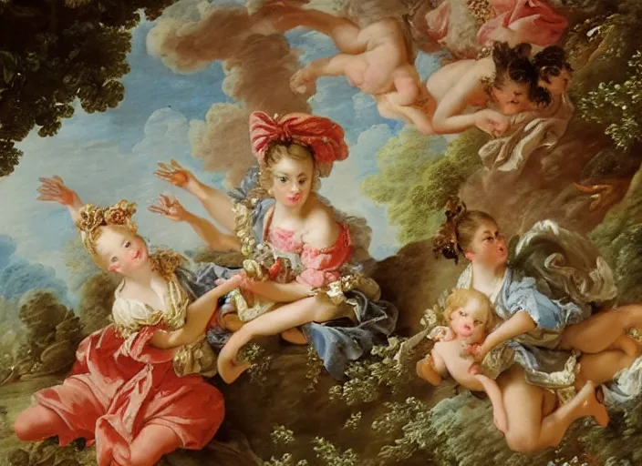 Prompt: rococo painting François Boucher high detail fancy cake