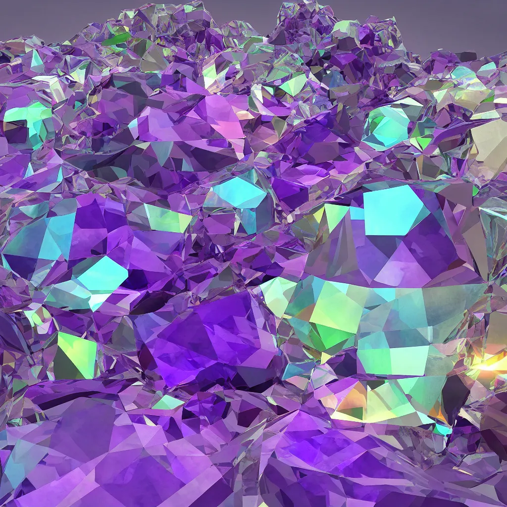 Image similar to amethyst gemstone prism geo stylized multicolorful global illumination ray tracing advended technologie