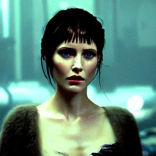 Image similar to of gorgeous and vulnerable Rachael in Blade Runner, photorealistic,