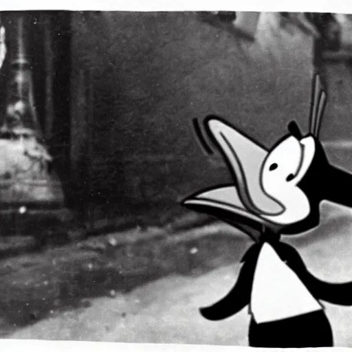 Prompt: a photo of daffy duck in wwii