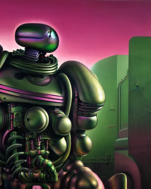 Prompt: hyperrealistic hyperdetailed graffiti mecha iridescent pink fighting aliens concept art santiago caruso de chirico sharp very dramatic green light 8k low angle shallow depth of field