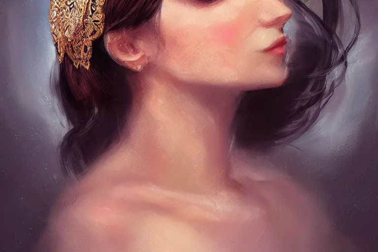 Image similar to portrait _ of a beautiful elegant noble with a fine headdress magic girl character design fantasy intricate _ cinematic _ lighting _ highly _ detailed _ digital _ painting _ artstation by wlop