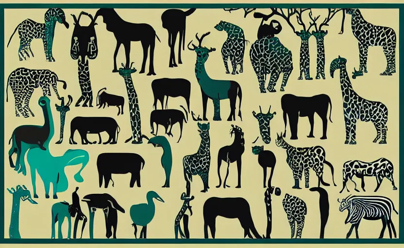 Image similar to “national park safari animals minimalism abstract art geometric shapes digital art matisse”