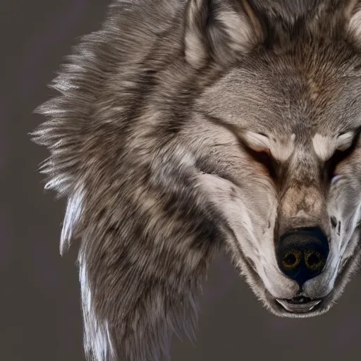 Prompt: alpha wolf head, scarred eye, head, digital art, highly detailed, artstation, unreal 5