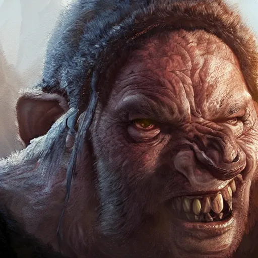 Image similar to a orc, hyper realistic, digital painting, photorealistic, in the style of greg rutkowski, detailed face