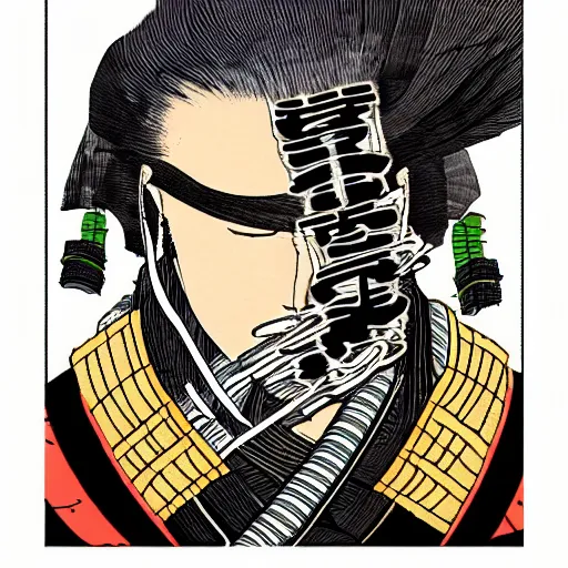 Image similar to cyberpunk samurai in the style of hokusai