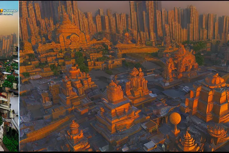 Image similar to high quality 3 d dreamscape! mumbai with biomorphic hanuman!! head building, kalighat highly detailed, unreal engine cinematic smooth, stephen shore & john j. park, soft morning light, wide shot, high angle, uhd 8 k, deep focus