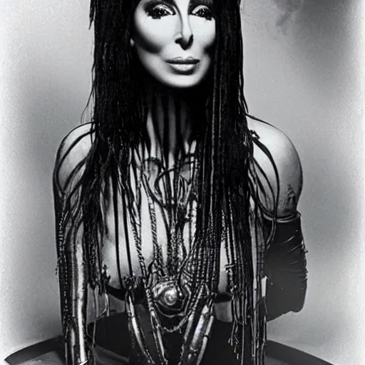 Prompt: Cher by H R Giger