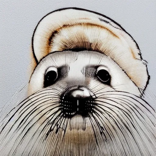 Prompt: “portrait of a baby harp seal by Sandra Chevrier”