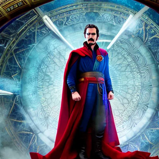 Image similar to A still of Joaquin Phoenix as Dr. Strange. Extremely detailed. Beautiful. 4K. Award winning.