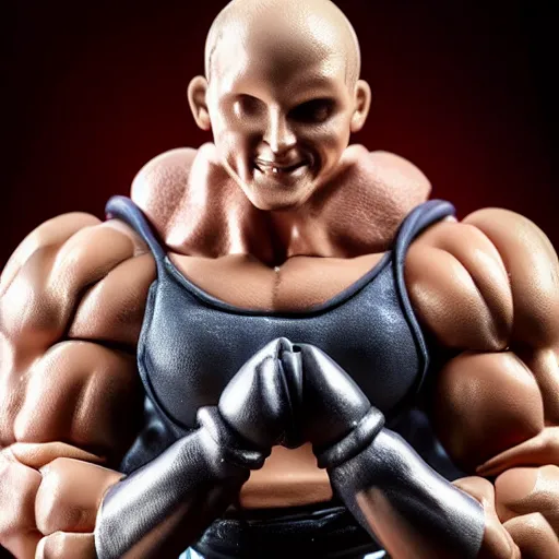 Image similar to Bodybuilder Metal Action Figure, highly detailed, studio lighting