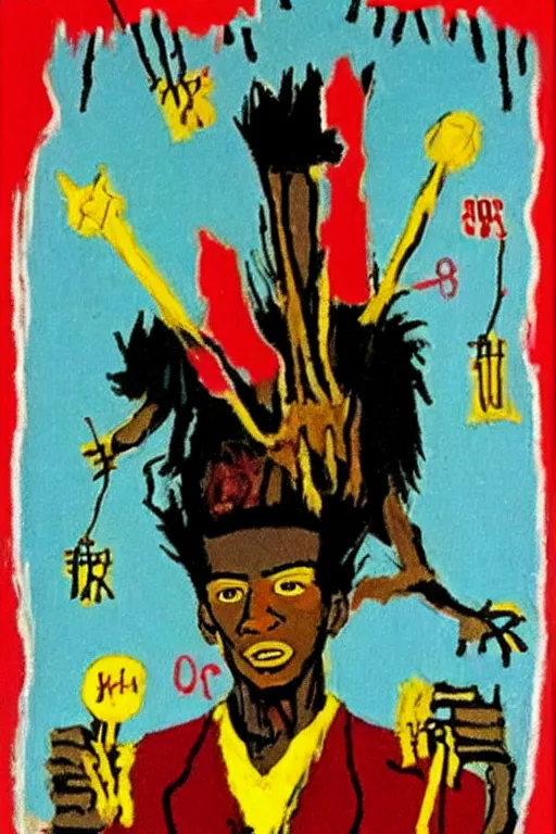 Image similar to Basquiat tarot card Ace of Wands