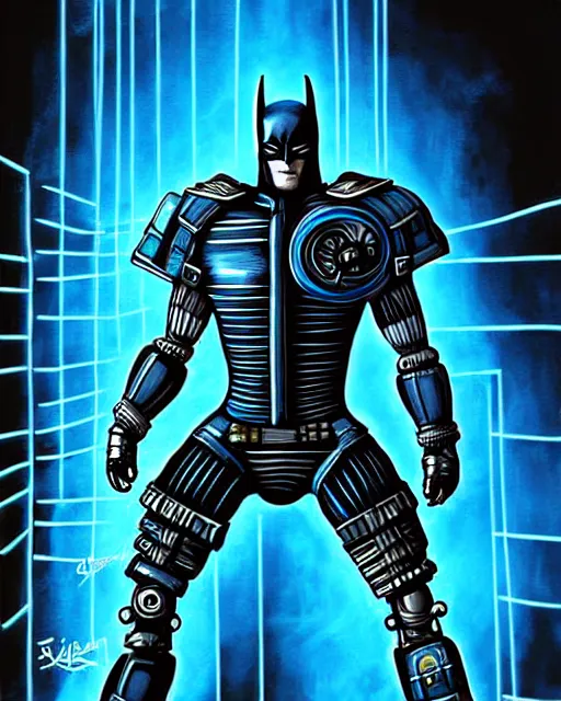 Image similar to detailed painting of cyberpunk mechanical wires subzero from mortal kombat mixed with batman