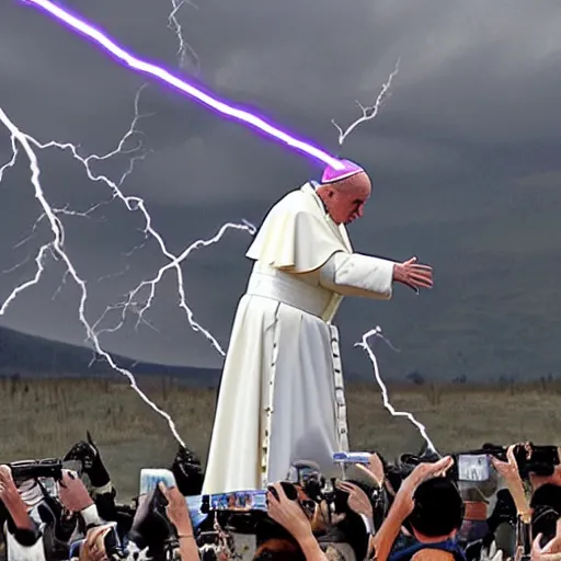 Prompt: pope doing force lightning