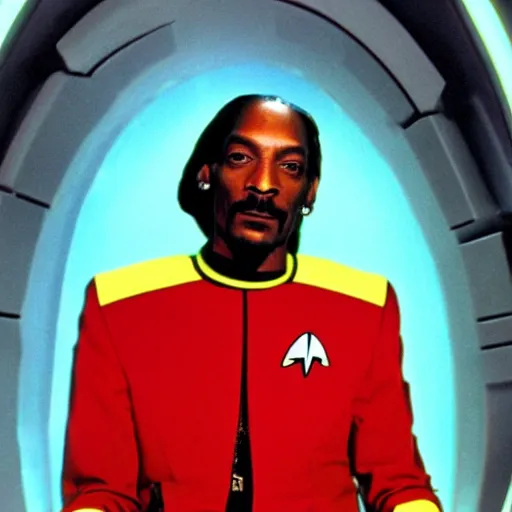 Prompt: Snoop Dogg in a still shot from star trek the next generation, 4k