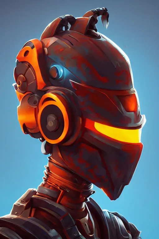 Image similar to epic mask helmet robot ninja portrait stylized as fornite style game design fanart by concept artist gervasio canda, behance hd by jesper ejsing, by rhads, makoto shinkai and lois van baarle, ilya kuvshinov, rossdraws global illumination radiating a glowing aura global illumination ray tracing hdr render in unreal engine 5