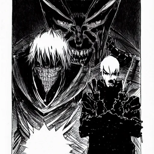 Image similar to Mr Rodgers looking sinister, by Tsutomu Nihei, highly detailed