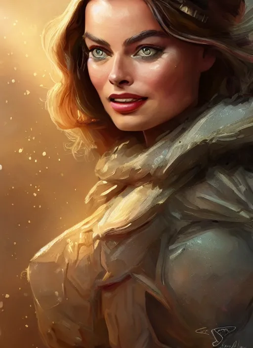 Image similar to beautiful female dorothy gale woman, margot robbie as dorothy, full body character concept, armor, super powers, fantasy, intricate, elegant, highly detailed, digital painting, artstation, concept art, shining, sharp focus, illustration, art by stanley lau