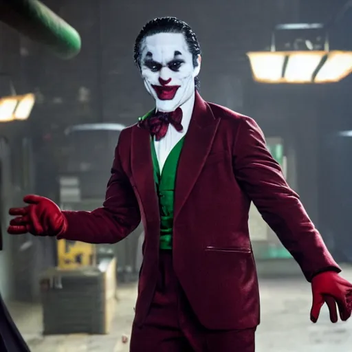 Image similar to mario lopez as the joker, 8 k, movie still