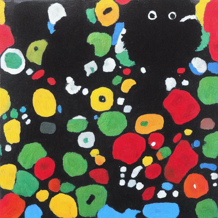 Image similar to soot sprite in the style of Maud Lewis, oil on canvas