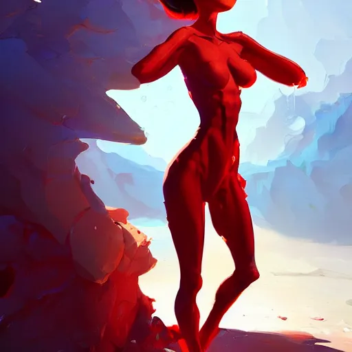 Image similar to woman made of red ooze, transparent, behance hd artstation by jesper ejsing by rhads, makoto shinkai and lois van baarle, ilya kuvshinov, ossdraws