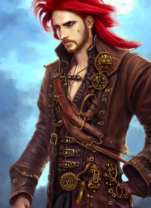 portrait of a male pirate with flowing red hair!!!!!!, | Stable ...