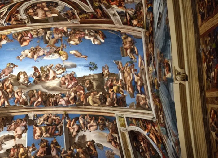 Prompt: Bill Gates painting the Sistine Chapel 4k