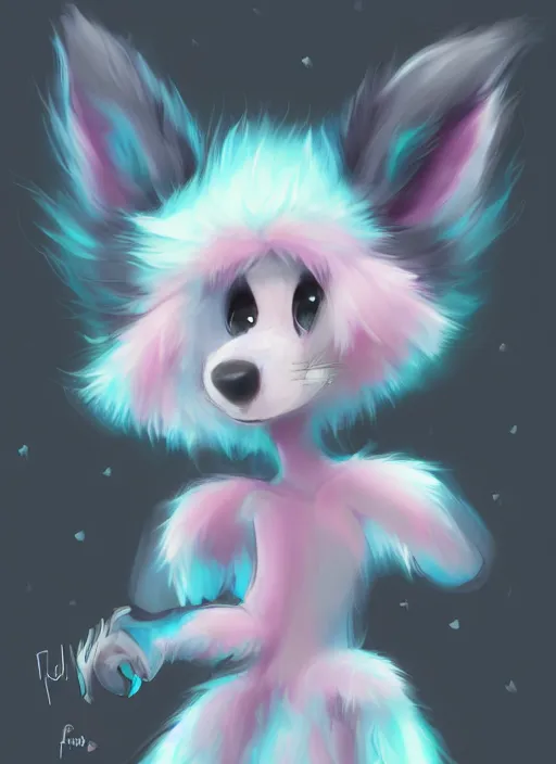 Image similar to adorable, brilliant, elegant, pastel texture, matte painting hyperpop cutest fuzzy furry portrait of an anthropomorphic cartoon style fursona, drawn by Falvie, fleurfurr, trending on furaffinity trending on pixiv