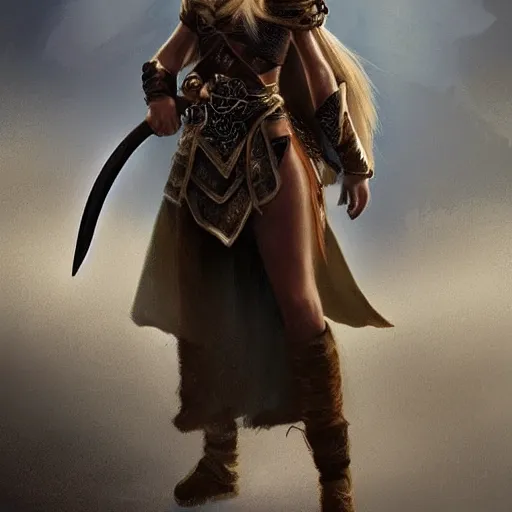 Image similar to viking woman, blonde, tall, paladin, d & d, concept art, science fiction, fantasy