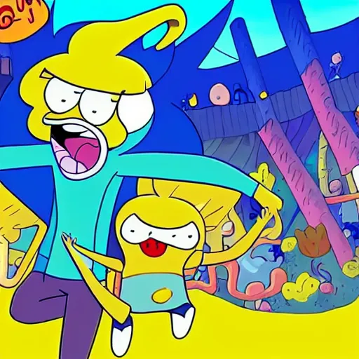 Prompt: a screenshot of from tv show cartoon adventure time. cartoon network.