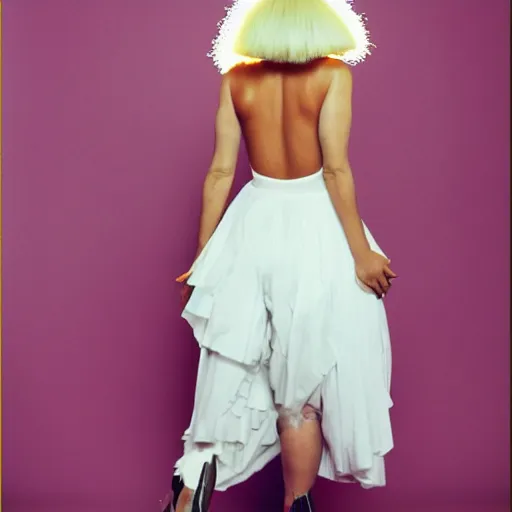 Image similar to sia furler photo shoot full body from behind