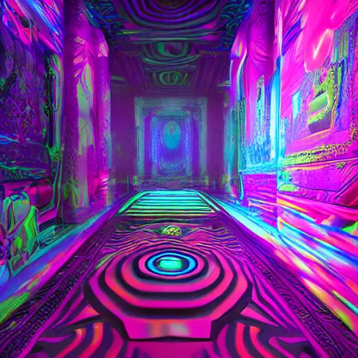 Prompt: a psychedelic 3 d octane render of a dmt trippy jonathan solter, hyperrealistic, dramatic lighting, 8 k, unreal engine